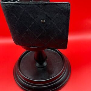 CHANEL Black Quilted Card Holder